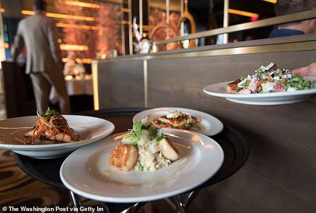 Dishes waiting to be served at Ocean Prime, a restaurant located just steps from the White House