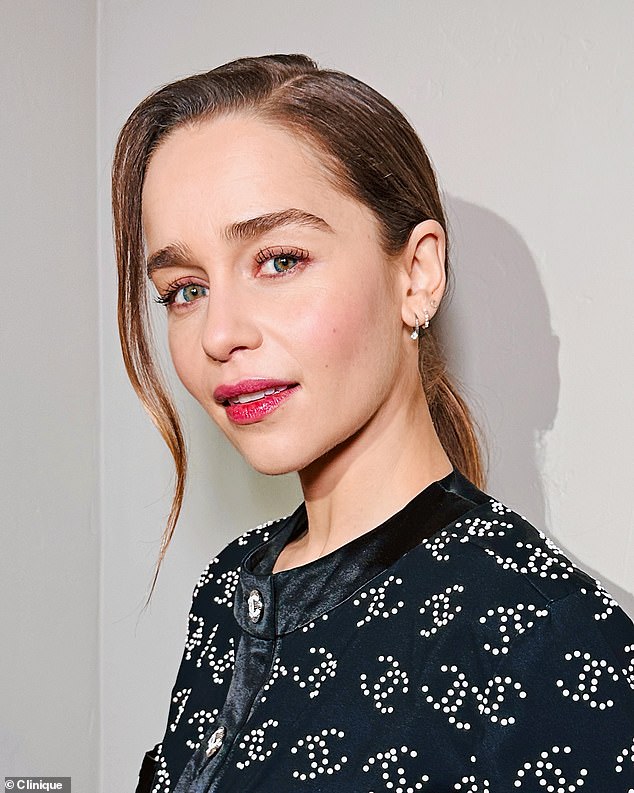 Radiant: As a global ambassador for Clinique, Emilia looked stunning after putting on her makeup.  Kara Yoshimoto Bua used the brand's products to achieve a look that was as soft and natural as fresh Utah snow.