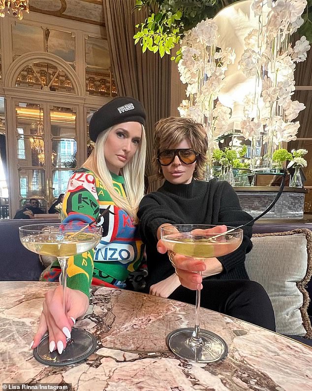 Health!  While enjoying her getaway to the fashion capital of the world, Rinna shared three photos of herself having drinks at her hotel.