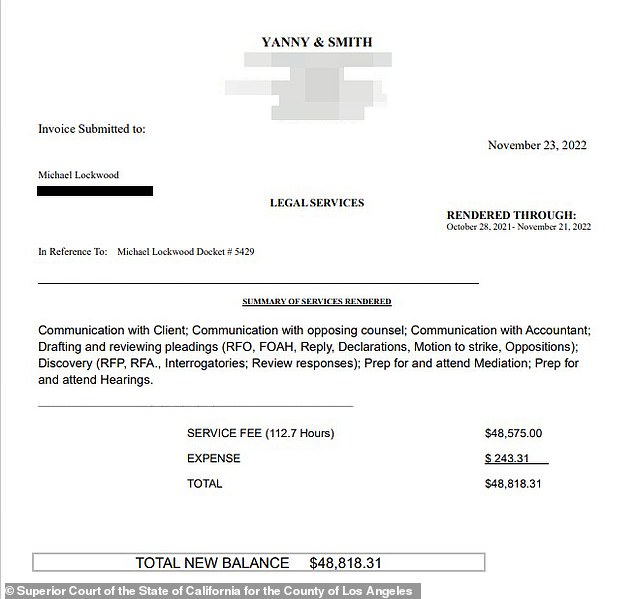 Lockwood, who has custody of the twins, included a bill from his attorneys Yanny & Smith for $48,000 to show how expensive it had been to fight Presley.