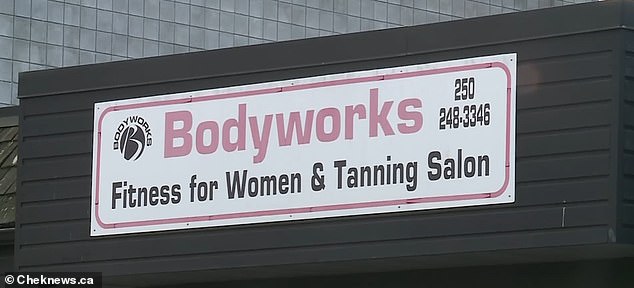 Bodyworks Fitness is a gym in Parksville with two locations.  One is co-ed and their second facility is for women only.  The sign (pictured) reads 'Fitness for Women & Tanning Salon'