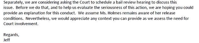 An email from prosecutors to Holmes' lawyer last January reveals that the government found out about his flight reservation to Mexico and found him 