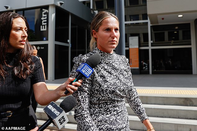 The Wallabies rugby union player was supported by his wife Maddie as he tackled Parramatta Bail Court in western Sydney on Saturday.