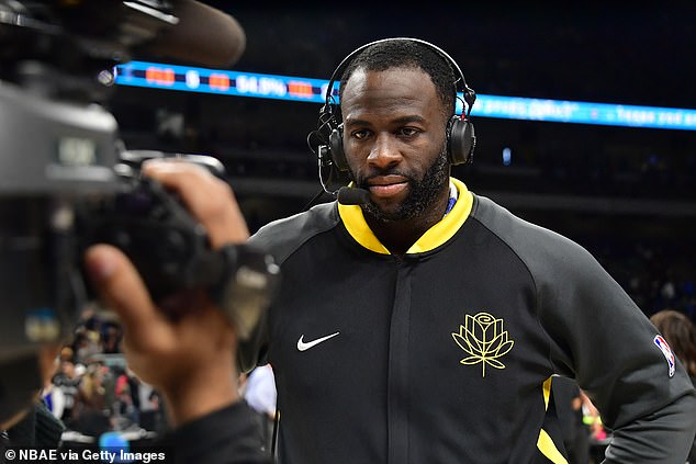 Draymond Green #23 of the Golden State Warriors speaks to the media after the game against the San Antonio Spurs on January 13.