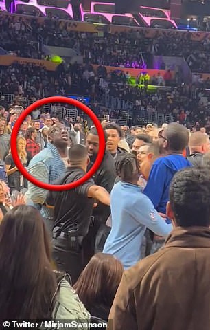 Shannon Sharpe (circled) claimed the Memphis players didn't want to fight the 54-year-old former NFL tight end.