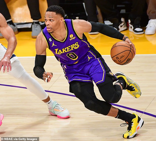 Westbrook drives to the basket during the game against the Memphis Grizzlies