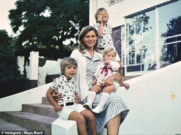 Errol Musk's children Elon, Kimbal and Tosca (on lap) with his first wife and Elon's mother Maye