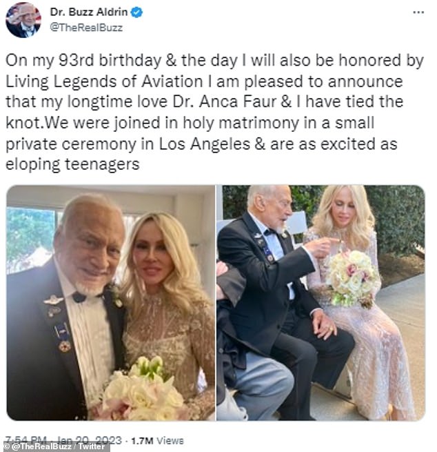 1674286497 693 Buzz Aldrin marries on his 93rd birthday Astronaut legend ties