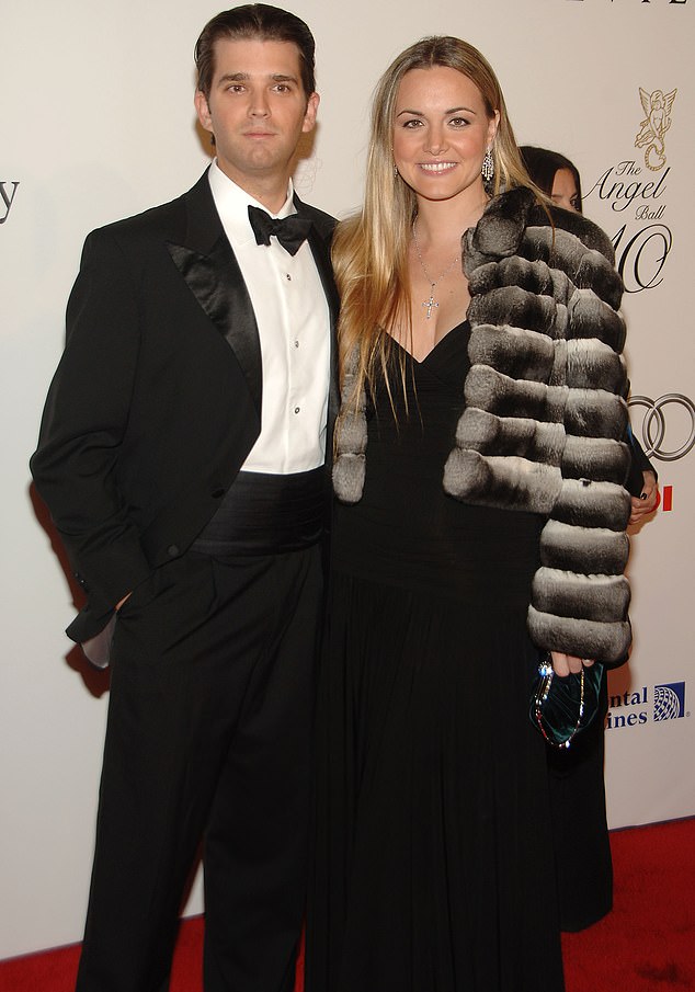 Throwback: In recent years, Aubrey has been followed by rumors that she had an affair with Donald Trump Jr. during his marriage to his ex-wife Vanessa, with whom he is pictured in 2007.