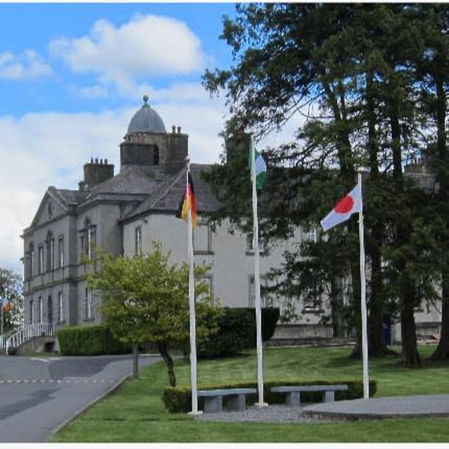 Yesterday, Mr Rogers was on hand to tell Mr Burke that the longstanding dispute over gender pronouns was over - he was fired from school (pictured) just one day after the Mullingar hearing.