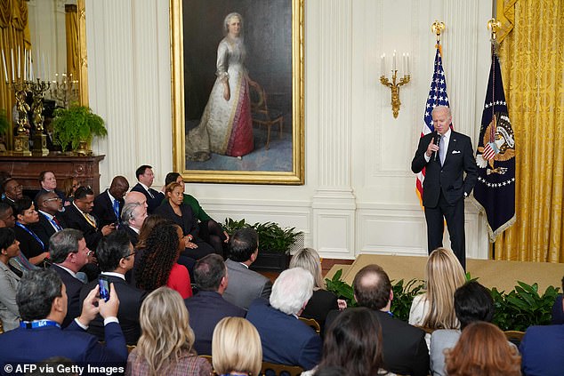 Biden spoke to the US Conference of Mayors at the White House