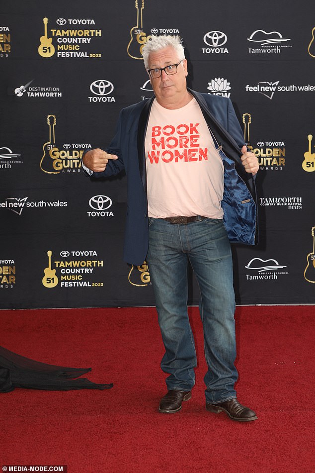 Former Australian Idol judge Ian 'Dicko' Dickson (pictured) made a feminist statement while showing off his pink shirt that read 'Book more women'