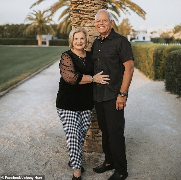 He was suspended from ministry after the Southern Baptist Church (SBC) found validity in the sexual assault allegations against him.  The report found validity in claims that Hunt (pictured with his wife) sexually assaulted a pastor's wife, who was 24 years his junior, in 2010 while on a beach vacation.  The report says he kissed and touched the woman's breast on top of her clothing and pulled down her pants before stopping and walking away.