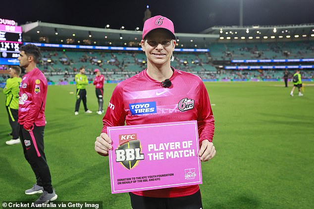 Smith received the man of the match award after the Sixers won by 125 runs.