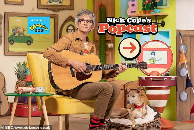 The images are none other than Nick Cope hosting the Nick Cope Popcast for CBeebies alongside his Whippet Norman.