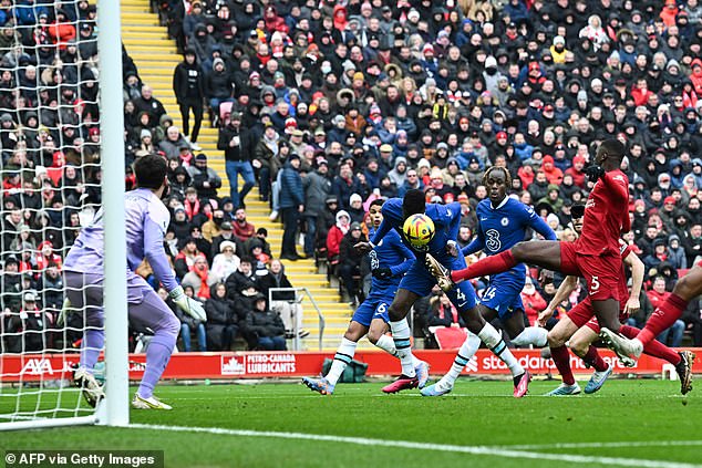 Benoit Badiashile should have opened the scoring, but Alisson made a great 5-yard save.