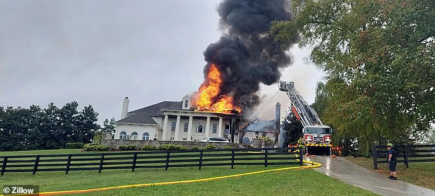 The roof collapsed before firefighters could put out the fire.  The fire started after a construction worker reported an explosion.