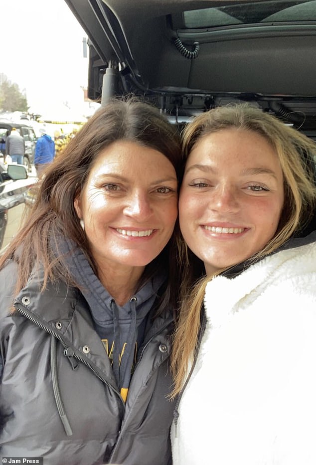 Mrs. D'Aprile is shown above with her mother.  After the accident, she ran to the bathroom to splash water on her face.