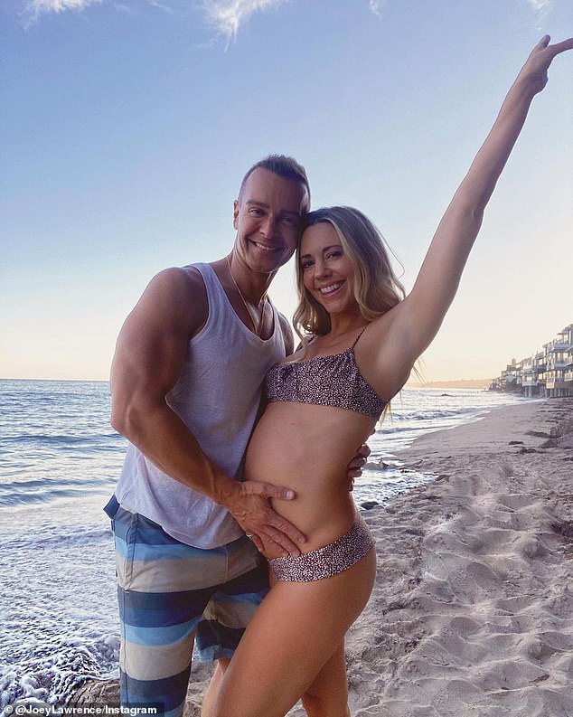 Growing family: Joey Lawrence and his wife Samantha Cope revealed they are expecting their first child together on Instagram on Wednesday, months after tying the knot in May