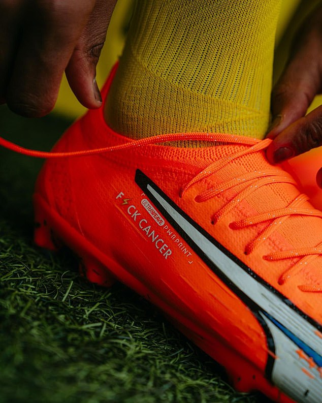 The 28-year-old has unveiled new boots emblazoned with a message of 