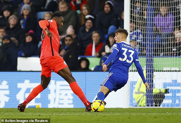 Danny Welbeck appeared to have been knocked down by Luke Thomas, but it was ruled not to be a foul.