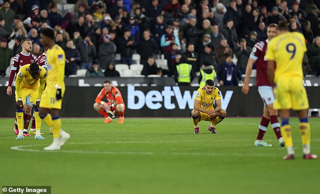 Everton are now second from the bottom of the table after the defeat at the London Stadium