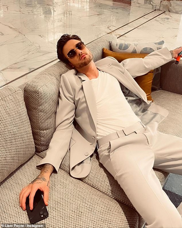 Sold Out: During Liam's time in Dubai, he also took the opportunity to post a plethora of snaps on his Instagram of his trip with Kate and other celebrities  And in the first snapshot in particular, Liam can be seen sprawled out on a sofa, exhausted from all the festivities.