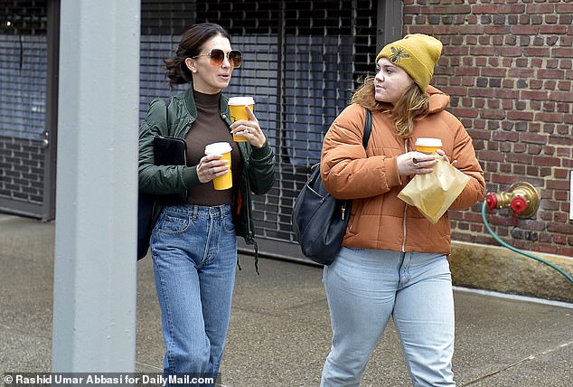 Hilaria was seen today walking with a friend in Manhattan