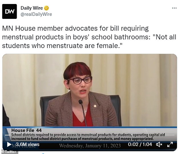 Dungy responded to a Daily Wire video about the possibility of menstrual products being required in boys' school bathrooms in the future.