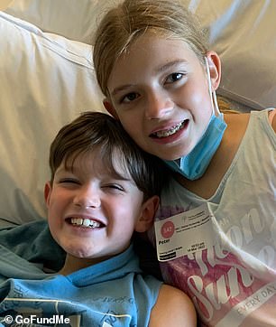 Ben's parents are now trying to raise money to send him to a rehab center attached to Boston Children's Hospital (Ben pictured with his sister)