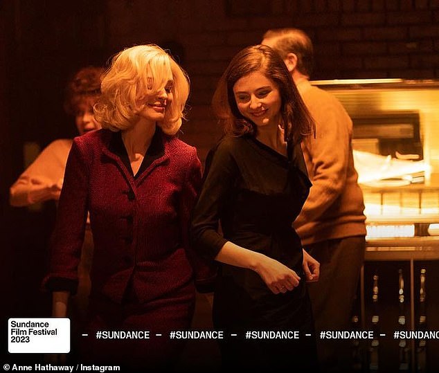 Blonde: The actress donned a shoulder-length blonde wig for the role in the 1960s crime drama, which co-stars Thomasin McKenzie, who plays the title character.