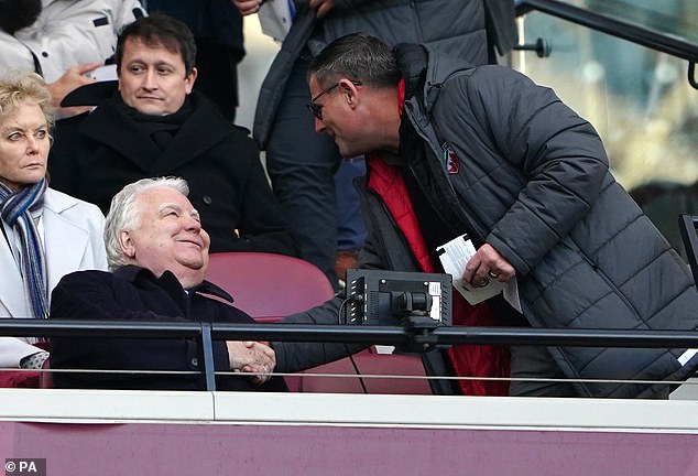 Everton chairman Bill Kenwright attended the match after missing their home game last week.