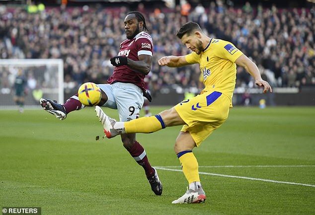 Michail Antonio made life difficult for James Tarkowski and dodged him to set up the second goal