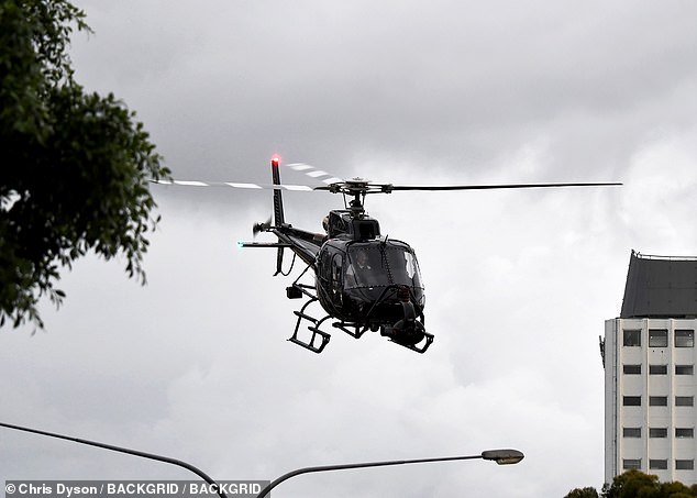 Helicopters were also seen in the sky flying low while filming the action.