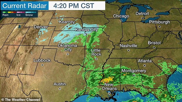 The system is currently moving into the Midwest with snow and a large spread of rain and a few thunderstorms across the Southeast.