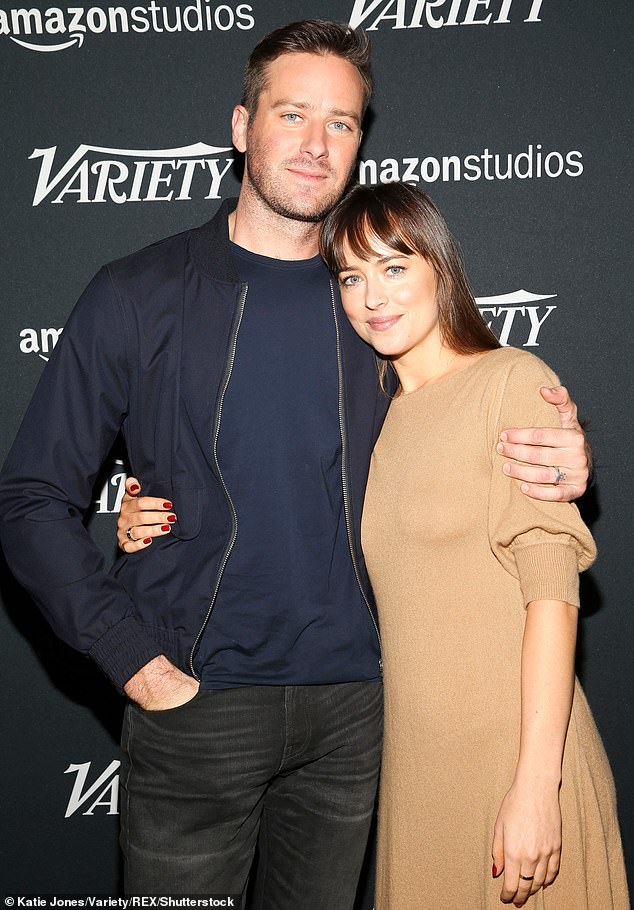 What she really thinks: 'Luca had asked me to play the part of the peach, but our schedules were in conflict, thank goodness because then it would have been another woman Armie Hammer tried to eat';  Armie and Dakota spotted to film Variety's Actors on Actors in 2018