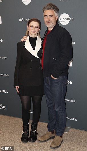 Cosy: Director William Oldroyd posed with Thomasin on the carpet