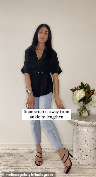 When it comes to shoes, the stylist said you'll want to avoid 'dark-colored ankle straps,' which serve to trim your figure and make you look shorter than you really are.