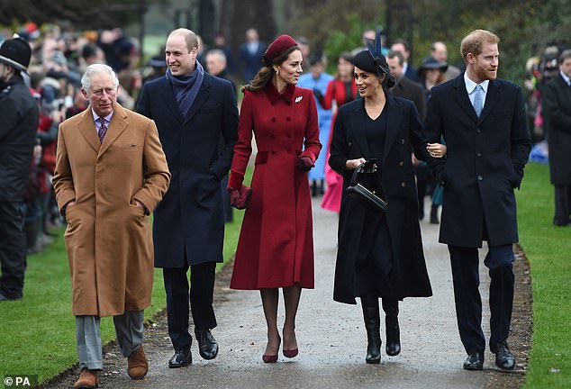 The Duke and Duchess of Sussex (pictured walking towards St. Madeleine's Church on Christmas Day 2018) are not believed to appear on the balcony of Buckingham Palace during King Charles' coronation celebrations.