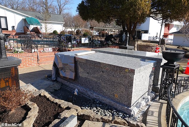 Lisa Marie Presley's final resting place has been unveiled at Graceland ahead of her funeral as her family prepares to lay her to rest alongside her son and his famous father.