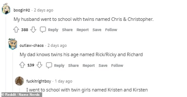 The discussion led to others sharing the worst sibling names they had come across on the Reddit Name Nerds forum.