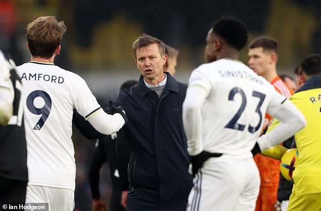 Jesse Marsch shakes hands with his players as his winless streak extends to six games