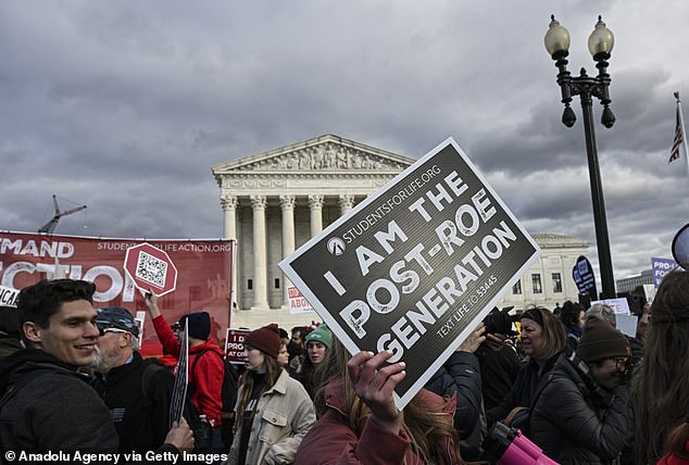 The Supreme Court ruled in June against Roe v.  Wade, who removed federal protections against abortion and returned the problem to the states.  Pictured: Protesters with the March for Life rally in Washington, DC on Saturday for the first event since the overturning of Roe v.  Wade