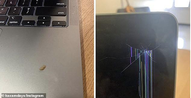 Another person managed to crack his laptop screen by closing it with a single grain of rice.