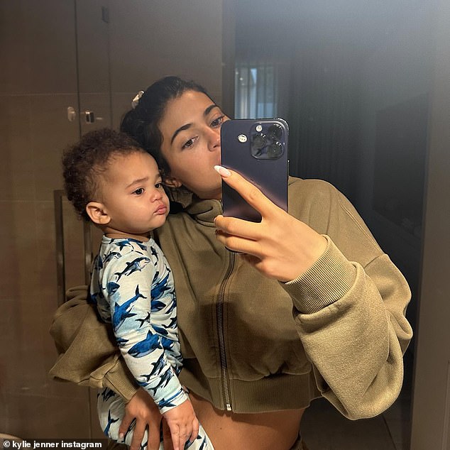 Big reveal: It comes after Kylie revealed that her 11-month-old son is now named Aire, which means Lion of God, and also shared his face for the first time