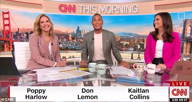 Poppy Harlow, left, Don Lemon (center) and Katilan Collins host the failed morning show