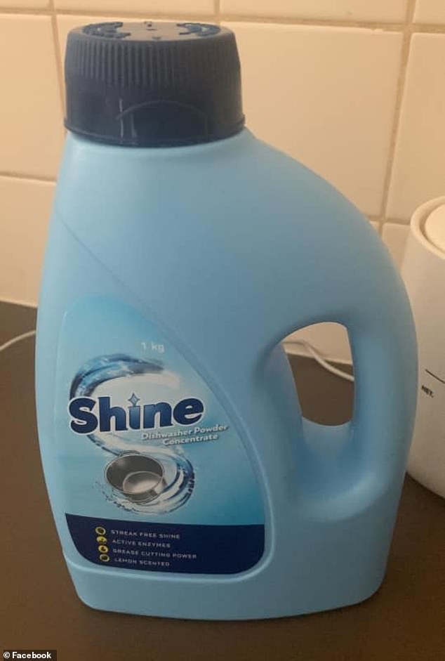 The woman said she bought a 1kg container of Shine dishwashing powder for just $3.90 and was impressed with the results (Shine product image)