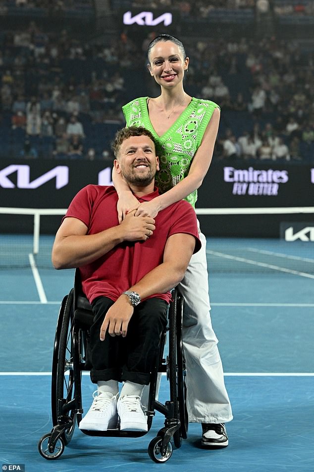 Chantelle and Dylan went public with their romance at a tennis event in April 2019 and have been inseparable ever since.  Pictured at the Australian Open in January 2022