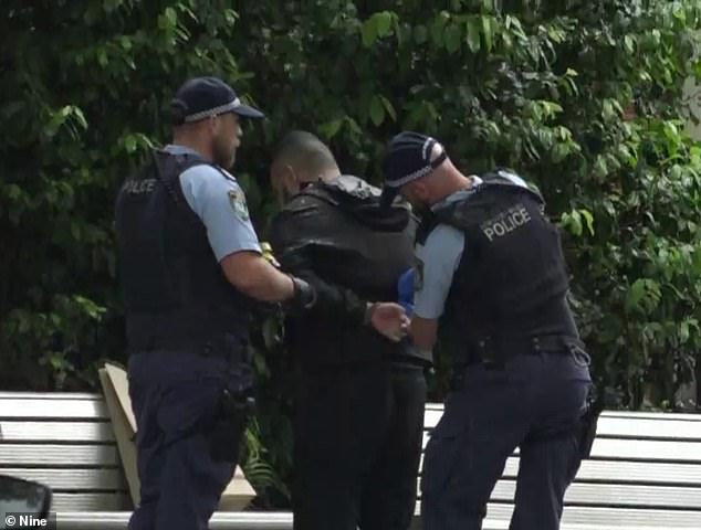 The alleged abduction occurred in the exclusive suburbs of Sydney's northern beaches.  A handcuffed man is shown.