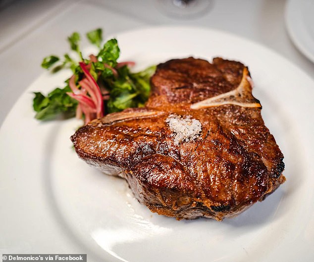 When it was open, the restaurant was famous for its innovative American dishes, including eggs benedict, Manhattan clam chowder, and Delmonico's famous ribeye steak, pictured above.